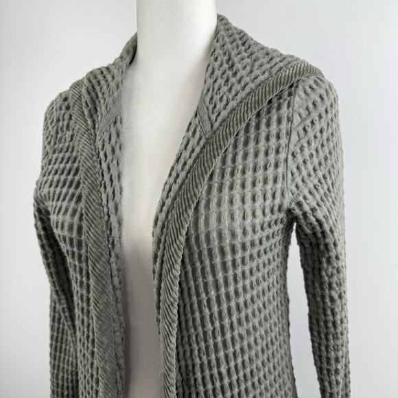 Mod-o-Doc Green Waffle Knit Hoodie Cardigan Sweater Coat XS Pockets 100% Cotton - Picture 3 of 13